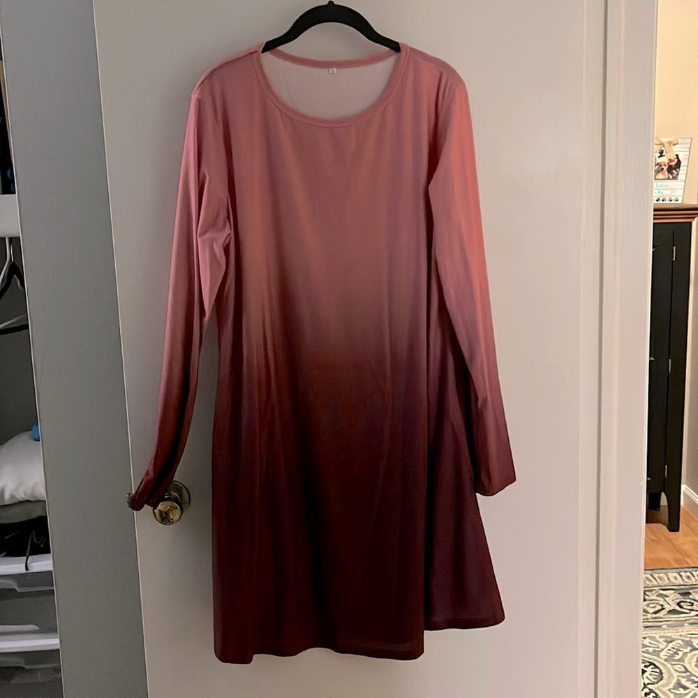 Long sleeve pink ombré dress worn once